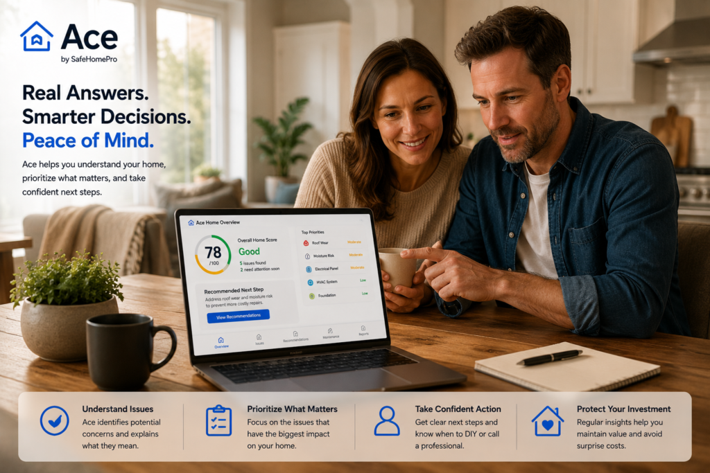 Homeowners reviewing home-inspection guidance at the kitchen counter